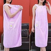 economico Gadget bagno-Asciugamano da bagno in pile di corallo, ad asciugatura rapida, assorbente, indossabile, gonna da doccia per donna, morbido, spesso, ad asciugatura rapida, accappatoio per la casa, pigiama