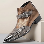 cheap Premium Leather Boots-Men&#039;s Brown Snakeskin Boots - Luxury High-Quality Cowhide Ankle Boots for Stylish Men - Perfect for Formal Events, Night Out and Fashion Shows