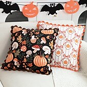 billige Putetrekk-1 stk. halloween putetrekk, gresskar geometrisk uformelt firkantet glidelås tradisjonell klassisk