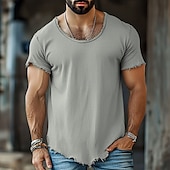 ieftine Tricouri din bumbac și in-Bărbați Tee Top Tricou din in Manșon scurt Mânecă scurtă Stil Nautic Vară Simplu Modă Designer De Bază Moale Vacanță Stradă Casual Albastru Deschis Negru Alb Top tricou pentru bărbați