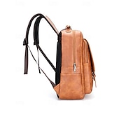 preiswerte College-Rucksäcke-Herren-Rucksack aus Vintage-Kunstleder – Business- und Reisetasche mit großem Fassungsvermögen, Schnallenriemen und Laptopfach