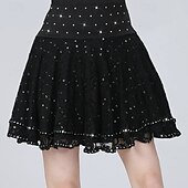 abordables Ropa de baile latino-Baile Latino Faldas Encaje Color Puro Corte Mujer Rendimiento Entrenamiento Cintura Alta Poliéster