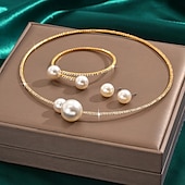 abordables Conjuntos de joyas-Los sistemas nupciales de la joyería 1 Legierung Pendientes Collare Pulseras Mujer Elegante Lujo Bonito Geométrico Alegría Forma Geométrica Conjunto de joyas Para Fiesta