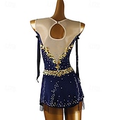 billiga Konståkningsklänningar-Klänningar till konståkning Dam Flickor Skridskor Klänningar Kläder Vit / Vit Gul &amp; Gul Mörklila Öppen Rygg Maska Elastan Träning Tävling Skridskoplagg Handgjord Kristall / Strass Stenar