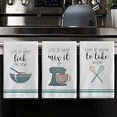 Недорогие Гаджеты для ванной-Набор из 4 кухонных полотенец с креативным принтом, салфетки для сушки посуды, для приготовления пищи, выпечки, уборки, многоцелевые кухонные полотенца, кухонные принадлежности и украшения помещения