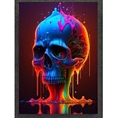 billige Halloween-abstrakt neonhodeskallefarge lerretskunst nydelig flammeplakattrykk uinnrammet stue soverom hjemmedekorasjon egnet for halloween