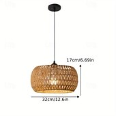 economico Luci a sospensione-Lampada a sospensione vintage in rattan intrecciato, materiale in corda intrecciata, altezza 17 cm, luce bianca calda/bianca, E26 E27, catena regolabile