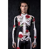 levne Kostýmy pro páry a skupiny-Lebka, kostra, cukrová lebka, body, halloween, skupinové kostýmy pro páry, celotělový kombinéza, strašidelný kostým pro pány, ženy, chlapce, děti, dospělé, představení, párty, klub, halloween,