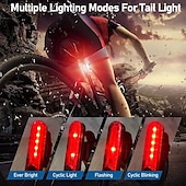 abordables Luces de trabajo-Luces solares recargables para bicicleta, luces nocturnas ultrabrillantes para bicicleta, faro delantero y luz trasera con timbre eléctrico, fáciles de instalar, impermeables, luces LED para bicicleta