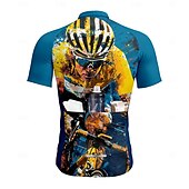 preiswerte Radtrikot Herren-Herren Radtrikot Kurzarm Fahhrad Trikot Oberteil mit 3 Gesäßtaschen UV-beständig Schnelltrocknend Frontreißverschluss Reflektierende Streifen Blau Sport Bekleidung