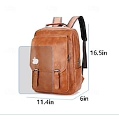 preiswerte College-Rucksäcke-Herren-Rucksack aus Vintage-Kunstleder – Business- und Reisetasche mit großem Fassungsvermögen, Schnallenriemen und Laptopfach
