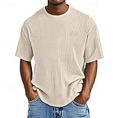 abordables T-shirt en tricot gaufré-Homme T-shirt Chemise à manches courtes Manche Courte Col ras du cou Été Uni Mode Designer Basique Jacquard Vacances Rue Sortir Abricot Noir Blanche T-shirt haut de gamme pour homme