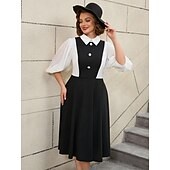 preiswerte Kleider-Retro Vintage 1950er Rockabilly Midlänge A-Linien-Kleid Ausgestelltes Kleid A-Linie Damen Urlaub Büro / Karriere Party &amp; Abend Erwachsene Kleid Frühling &amp; Sommer