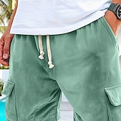 お買い得  スウェットショーツ-男性用 カーゴショーツ スウェットショーツ ショーツ バミューダショーツ ビーチショーツ 弾性ウエスト ドローストリング マルチポケット 平織り 履き心地よい スポーツ 膝丈 アウトドア 日常 ランニング 旅行度假风 エスニック ブラック ピンク 伸縮性なし