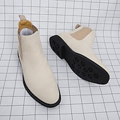 abordables Bottes de Chelsea-Bottines Chelsea blanches pour homme, idéales pour l&#039;automne et l&#039;hiver : élégantes et faciles à enfiler, idéales pour les professionnels urbains et les tenues décontractées élégantes.