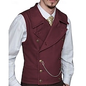 abordables Chalecos-Hombre Chaleco Vacaciones Fiesta Negocio Moda Casual Primavera Otoño Bolsillo Botones Poliéster Cómodo Plano Botonadura Doble Diseño Ajuste regular Plata Negro Blanco Vino Chaleco