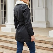 abordables vestes en sherpa-Femmes Veste en Polaire Confortable Fermeture intégrale Mode street style Uni Extérieur Décontracté Quotidien Régulier Col Rabattu Coupe régulière manche longue Vêtements d&#039;extérieur Noir Bleu Chameau