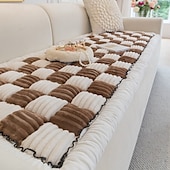 economico Copridivano-Copridivano per letto con motivo scozzese quadrato color crema, per cani e gatti