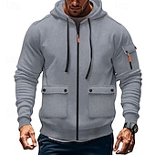 economico felpe in pile-Per uomo Felpa con cappuccio Felpa con cappuccio in pile Felpa con cappuccio tattica Nero Bianco Vino Verde militare Rosso Con Cappuccio Semplice Tasca Sport &amp; Outdoor Casuale Quotidiano Streetwear