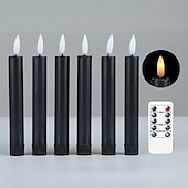 economico Luci di candela-6 candele elettroniche di simulazione di Halloween e Natale da 16,5/17,5/22,5 cm, con telecomando, batteria AAA, per interni ed esterni, per feste nuziali, decorazioni luminose