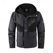 preiswerte Sportjacke-Herren Outdoorjacke Freizeitjacke Urlaub Täglich Winddicht Warm Tasche Herbst Winter Farbblock Buchstabe Mode Klassisch Mit Kapuze Regulär Weiß Dunkelgray Jacken