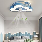abordables Ventilateurs de plafond lumineux-Plafonnier LED avec ventilateur, éclairage décoratif pour chambre d&#039;enfant, luminaire décoratif pour chambre à coucher, éclairage à intensité variable, silencieux, avec télécommande