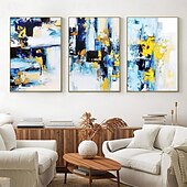 お買い得  油絵-キャンバスに金箔を施した手作りの大型抽象油絵。モダンな額縁なしの絵画。家の装飾に最適な壁アート画像。