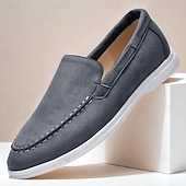 abordables Chaussures sans lacets &amp; mocassins-mocassins pour hommes en daim bleu clair avec semelle blanche confortable - parfaits pour une tenue décontractée et estivale