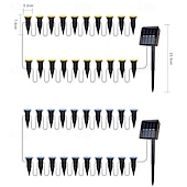 olcso Földi fények-napelemes vezetőoszlopos talajlámpák 15/30 db-os lapos napelemes lámpák kültéri, vízálló napelemes korongos tájvilágítás kerti ösvényre, falra, lépcsőkre, teraszokra, udvarra, gyepre, járdára (meleg