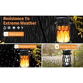 billige Halloween utendørs-1 stk halloween jul utendørs solcelledrevet vanntett blinkende flamme håndholdt lykt 28 led-stråler gårdsplass hage plen sti anhengslampe hengende lys dekorativ lys landskapslys