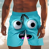 abordables Rétro Vintage &amp; Éthique-Homme Dessin Animé 3D Visage Souriant Maillots de bain Shorts de bain Shorts de Surf Taille Moyenne Drôle Extérieur Vacances Tenue Quotidienne Poches Latérales doublure en maille Taille élastique