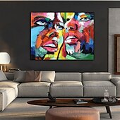 preiswerte Ölgemälde-handgefertigtes Ölgemälde auf Leinwand, Wandkunst, Dekoration, modernes abstraktes Gesicht für die Inneneinrichtung, gerolltes, rahmenloses, ungedehntes Gemälde