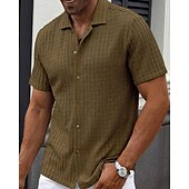 economico camicia da uomo con bottoni-Per uomo Camicia Camicia Estiva Camicia casual Camicia da Spiaggia Camicia con Bottoni Marrone Scuro Nero Bianco Verde chiaro Blu Manica Corta Semplice Bavero Vacanza Camicia hawaiana Abbigliamento