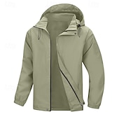 preiswerte Sportjacke-Herren Outdoorjacke Freizeitjacke Urlaub Täglich Wasserdicht Winddicht Tasche Herbst Winter Einfach Mode Klassisch Mit Kapuze Regulär Hellgrün Wein Marineblau Blau Khaki Jacken
