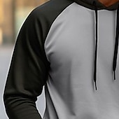 billige grunnleggende hettegensere for menn-Herre Hattetrøje Gul Rød Kakifarget Grå Med hette Fargeblokk Fargeblokk Lomme foran Sport &amp; Utendørs Avslappet Daglig Gatemote Kul Sportsklær Alle årstider Klær Gensere Gensere