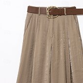 billiga breda ben och hög midja-Dam Brett skaft Byxor Palazzo byxor Mode Streetwear Fullängd Hög midja Slät Mateial som andas Bekväm Gata Dagliga kläder Utekväll Gul Kaki Vår Höst Normal