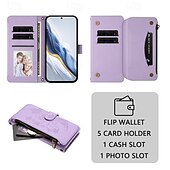 Недорогие Чехлы для Samsung-Чехол для телефона Samsung Galaxy S24 S23 S22 S21 Ultra Plus A55 A35 A25 A15 5G A54 A34 A14 A73 A53 A33 A23 A13 A72 A52 A42 A32 A22 A12 A02, чехол-кошелек с подставкой-держателем, на молнии, защитный