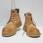 economico Stivali da lavoro-stivali da lavoro in pelle scamosciata color cuoio da uomo – stivaletti casual con lacci per l'escursionismo, il lavoro agricolo e l'uso quotidiano