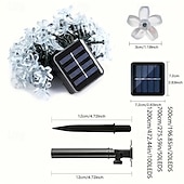 abordables Guirlandes lumineuses led-Guirlande lumineuse solaire en forme de cerisier, 12 m, 100 LED, luminaire décoratif d&#039;extérieur, idéal pour Noël, un mariage, une cour, un balcon ou une clôture, idéal pour Halloween