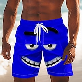 cheap Retro Vintage &amp; Ethic-Men&#039;s 3D Cartoon Smile Face Swim Trunks Swim Shorts Board Shorts Mid Waist Funny Outdoor Vacation Dailywear Side Pockets Mesh Lining Elastic Drawstring Waist Designer Clothing Apparel