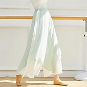 baratos Roupa de Dança Latina-leggings com saia para mulheres, calças de ioga, leggings elásticas para dança de balé, meia-calça de chiffon com saia para balé latino, salsa e tango