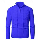 preiswerte Herrenpullover-Herren Pullover Pullover mit Viertelreißverschluss Strickpullover Zopfmuster Stricken Normale Oberteile Gestrickt Einfach Viertelreißverschluss Mode Lässig Urlaub Alltagskleidung Bekleidung Herbst