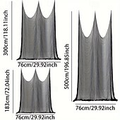 economico Halloween-Tenda in garza nera spettrale da 1 pezzo per Halloween, perfetta per decorazioni di case infestate, discoteche e stanze di fuga, tessuto in poliestere, decorazioni di Halloween, contenitore