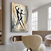 baratos Pinturas de Pessoas-Pintura a óleo feita à mão em tela, arte de parede, decoração, personagem de dança abstrata simples para decoração de casa, moldura esticada, pintura pendurada/pintura enrolada sem moldura, não