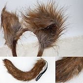abordables Accesorios para el peinado del cabello-Conjunto de diadema y cola con orejas de zorro realistas: lindos accesorios de cosplay con orejas y cola de animal para Halloween, fiestas y juegos de rol.