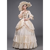 abordables Robes-ancien Rococo Renaissance Maxi Robe Normal Juliette Princesse Mariée Plissé Volanté Princesse Col rond Déguisement Femmes Halloween Carnaval Mascarade Soirée Halloween Performance Adultes