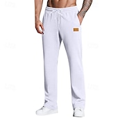 billiga Joggingbyxor-Herr Joggingbyxor Långbyxor Träningsbyxor med raka ben Ficka Elastisk midja Snörning Slät Komfort Utomhussport Dagligen Mode Ledigt Svart Vit Microelastisk