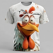 billiga T-shirts med djurmönster-Herr Djur 3D Figur T-shirt Kortärmad T-shirt 3D-tryck Rund hals Skjorta drivna Designer Fest Gata Ledigt Vit 1 Vit 2 Vit 3 Sommar Vår Alla årstider Kläder S M L XL XXL XXXL