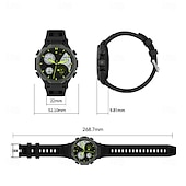 abordables Relojes inteligentes-Reloj inteligente deportivo para hombre, con linterna LED, Bluetooth, llamadas, control del ritmo cardíaco, asistente de voz, SOS, para exteriores, 1,52