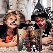 halpa Halloweenin ripustettavat ja pöytätason koristeet-Halloween-tonttu-adventtikalenteri 2025, 24 osaa, tonttukoristeita, lähtölaskenta, Halloween-adventtikalenteri lapselle, kääpiökoriste